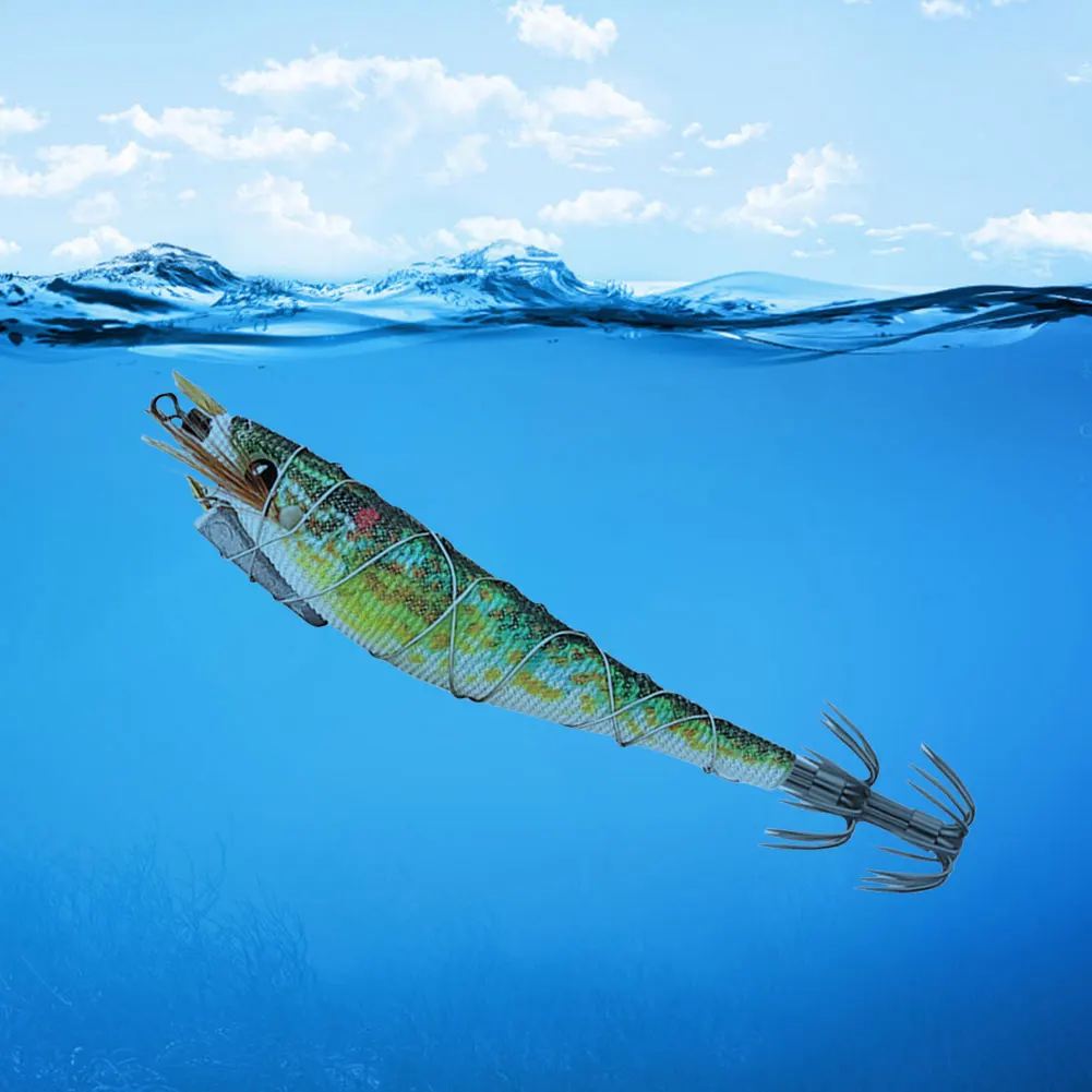 

Luminous Wood Shrimp Fishing Lure 12cm 13g Shrimp Bait Steel Wire Cuttlefish Hard Bait Octopus Lure for Saltwater Fishing