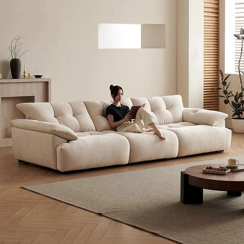 

Modern simple chenille down cloud fabric sofa size apartment living room adjustable backrest straight row sofa