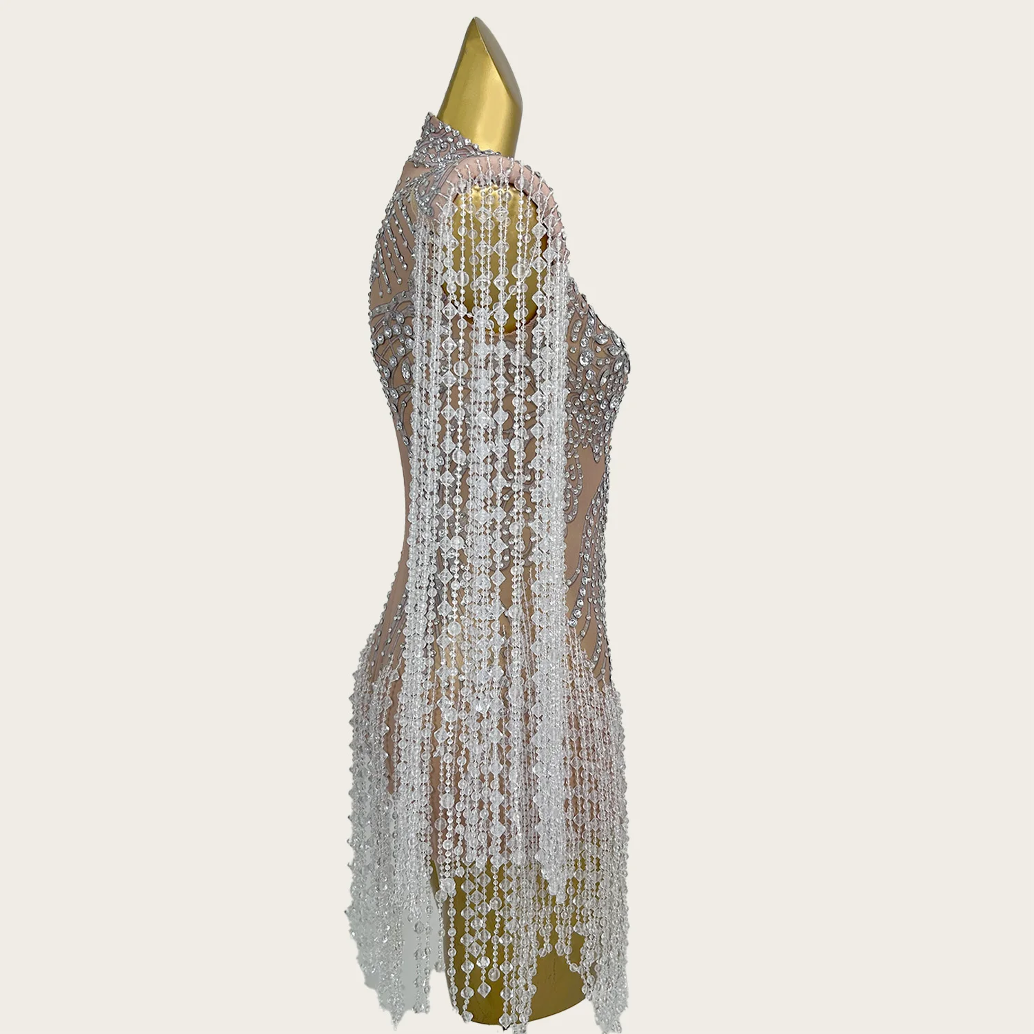 Luxury High-end Sparkly Rhinestone Tassel Bodysuit Club Event Stage Performance Wear Party Dance Outfit Showgirl Wear Hanshuang