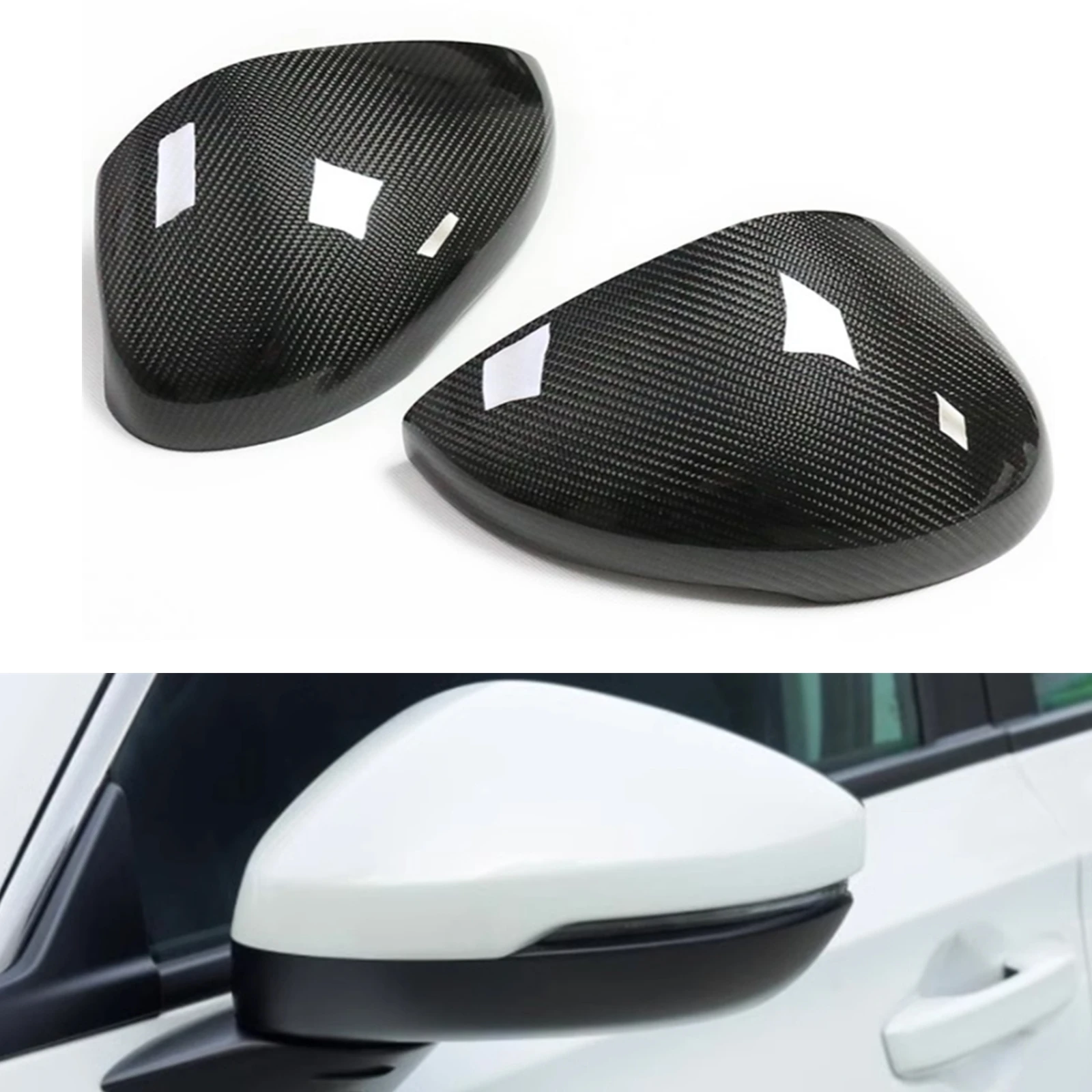 Mirror Cover For Honda Civic 11th Gen 2022-2023 Forged Carbon Fiber Exterior Rear View Caps Rearview Shell Replacement Clip On