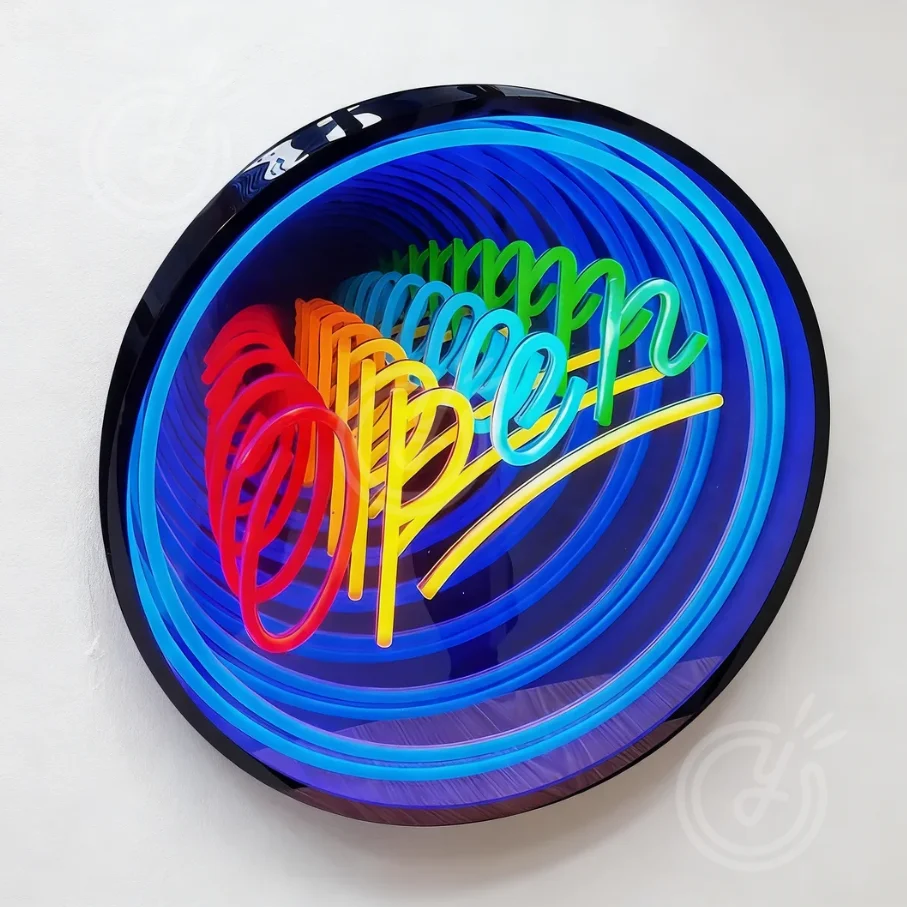 

Custom Infinity Mirror 3D Sign Light Box Personalized RGB LED Track Channel Letter Store Wall Decor Business Modern Art Logo