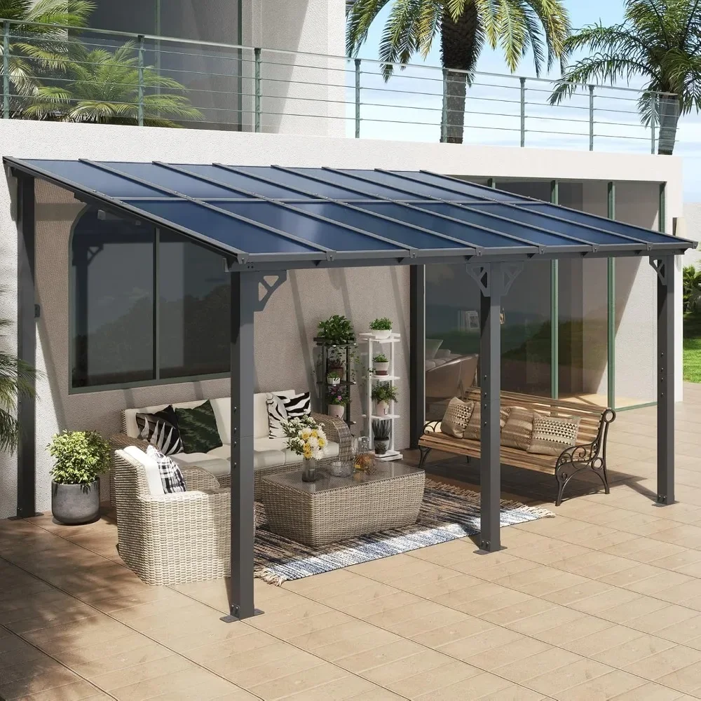 10’x 14’ Gazebo, Wall Mounted Gazebos Pergola on Clearance, Outdoor Patio, Large Wall-Mounted Heavy Duty Awnings