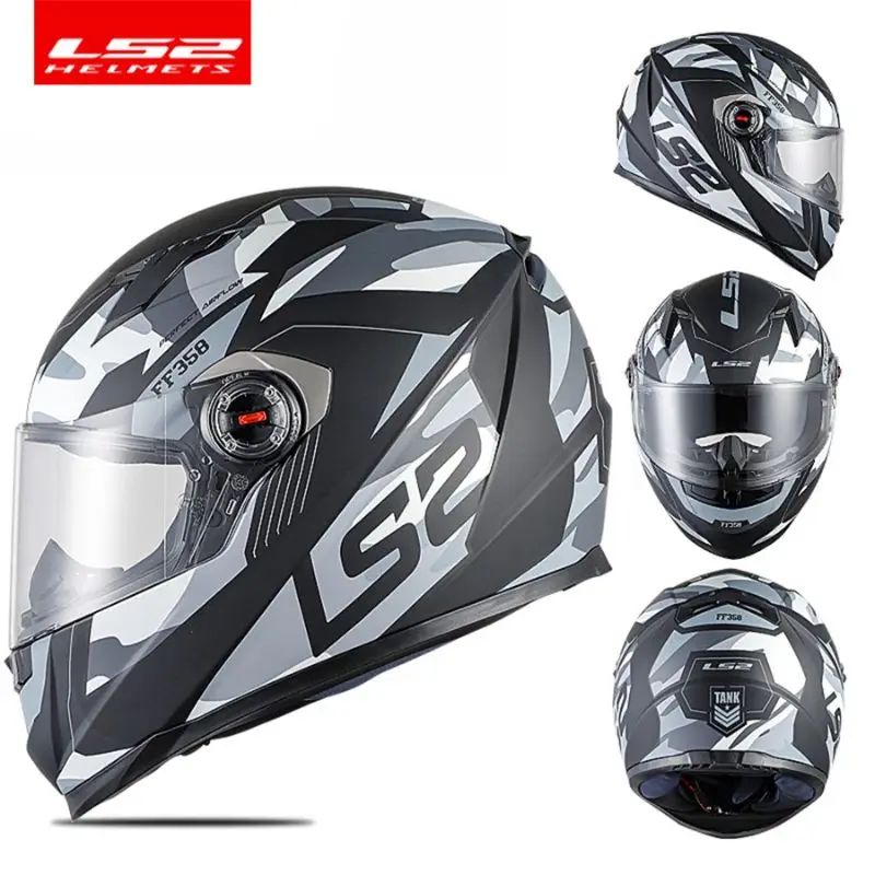 LS2 FF358 Men's Motorcycle Helmets HD Lenses Original Full Face Moto Helmet Approved Adventure Gear for ADV Touring Riding