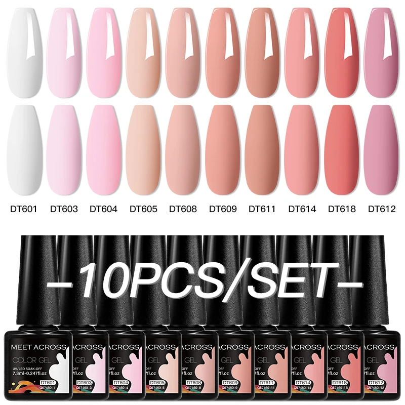 Meet across Set de vernis à ongles gel coloré 10 pièces Blanc Noir Rouge Glitter manucure semi - permanent trempé gel vernis manucure set
