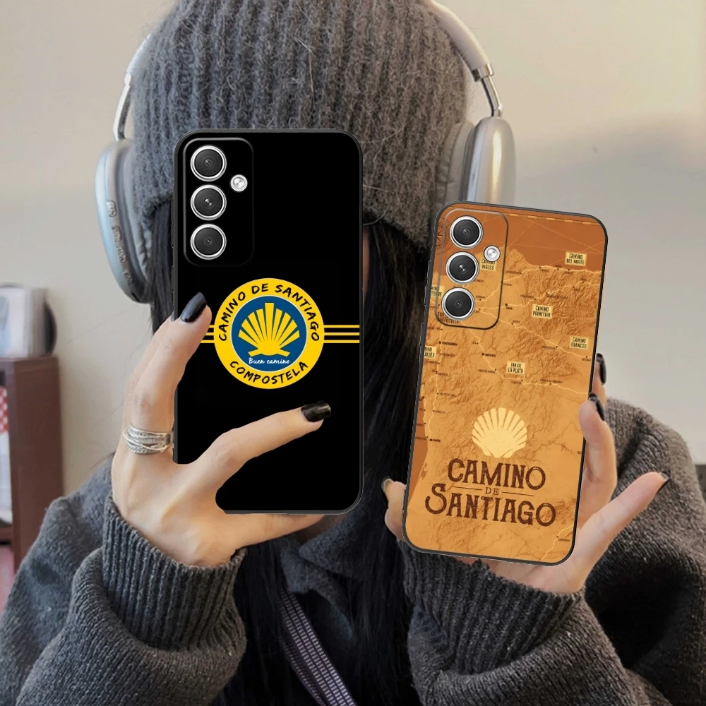 Funda de teléfono móvil con diseño de Camino de Santiago, carcasa negra para Samsung Galaxy S24, S23, S22, S21, S20, S10, S9 Plus FE Ultra Lite