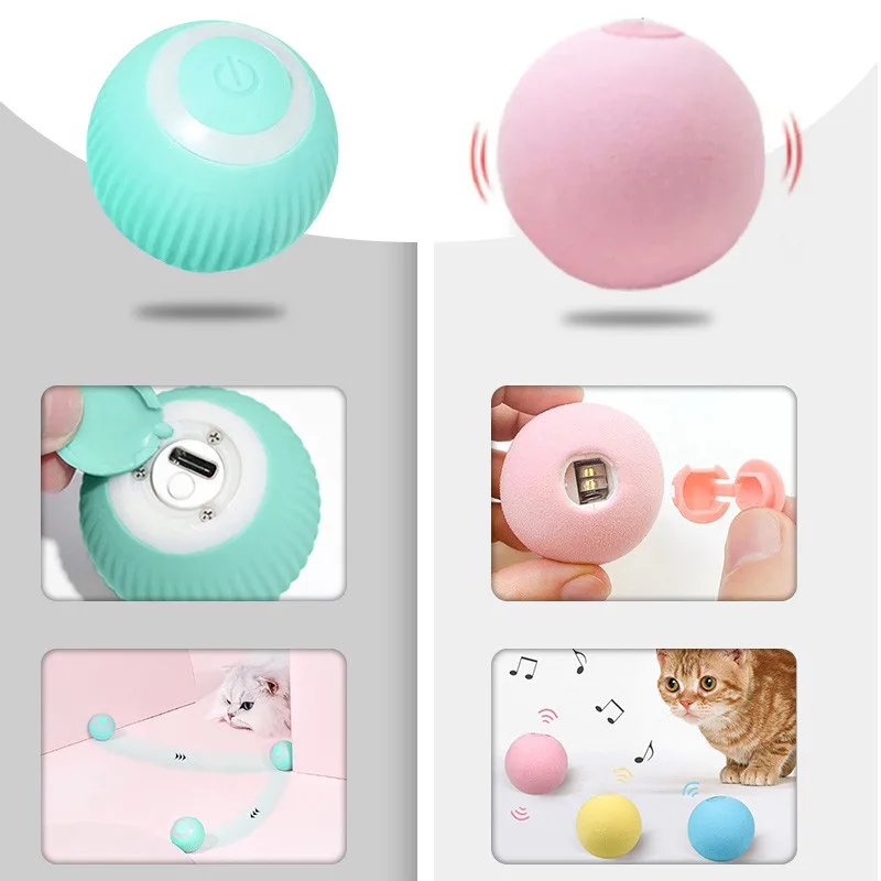 Bola giratoria de gravedad para gato, juguete interactivo con sonido táctil inteligente, chirriante, llamada simulada, accesorios para mascotas, 1