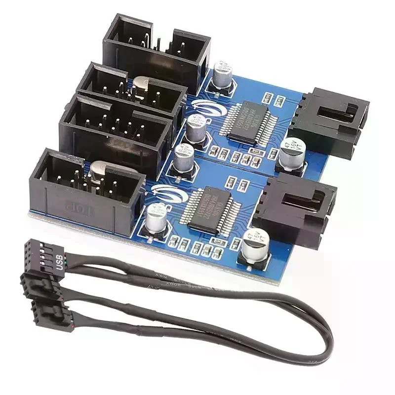 Line 30cm Motherboard 9Pin USB Splitter 1 To 4 Way Adapter Female Header Multiplier For Extended USB Device Access Home Office