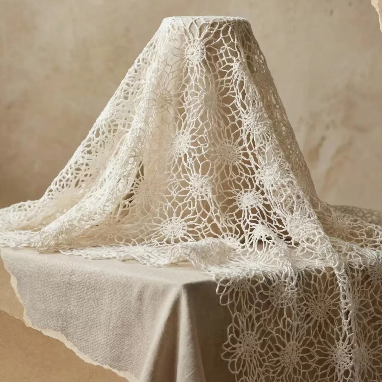 

1yard Cotton hollow out three-dimensional large mesh fabric DIY Wedding Dress clothing accessories designer fabric for material