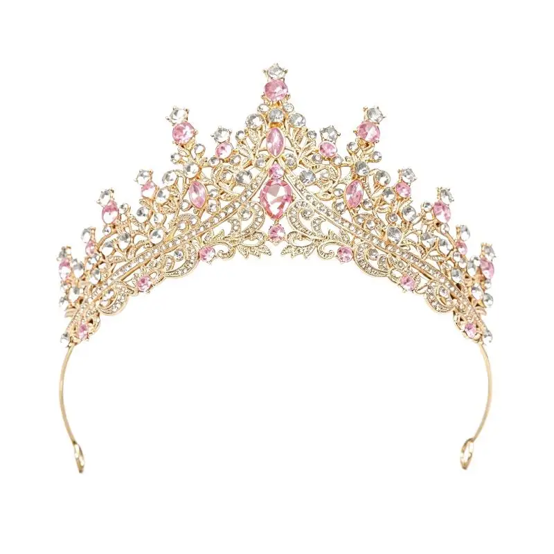 Elegante Braut-Tiara, glänzende Kristall-Strass-Krone, Vintage-Königinnen-Kopfschmuck, Haarband, Geschenk für Geburtstagsfeiern. – Detail 6