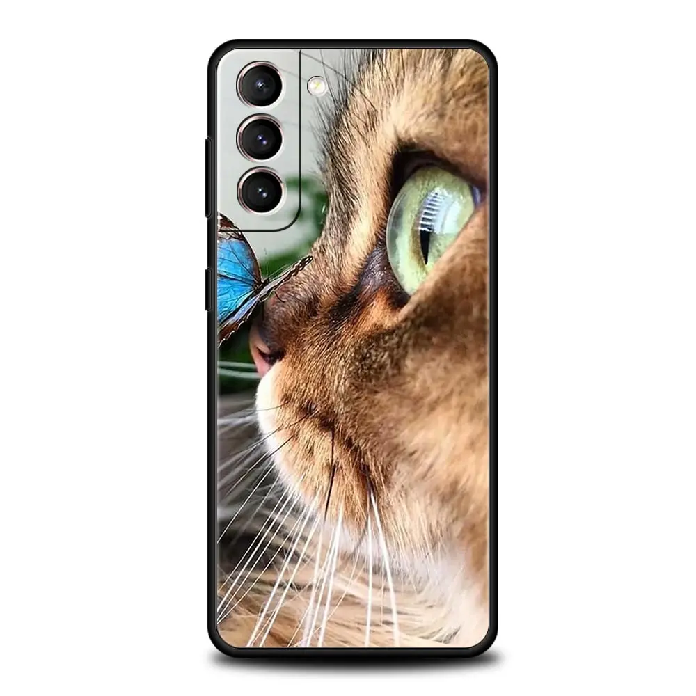Cartoon Cute Cats Silicone Phone Case For Samsung Galaxy S23 S24 S22 S21 S20 FE Ultra 5G S10 S10E S9 S8 Plus Cover Bumper
