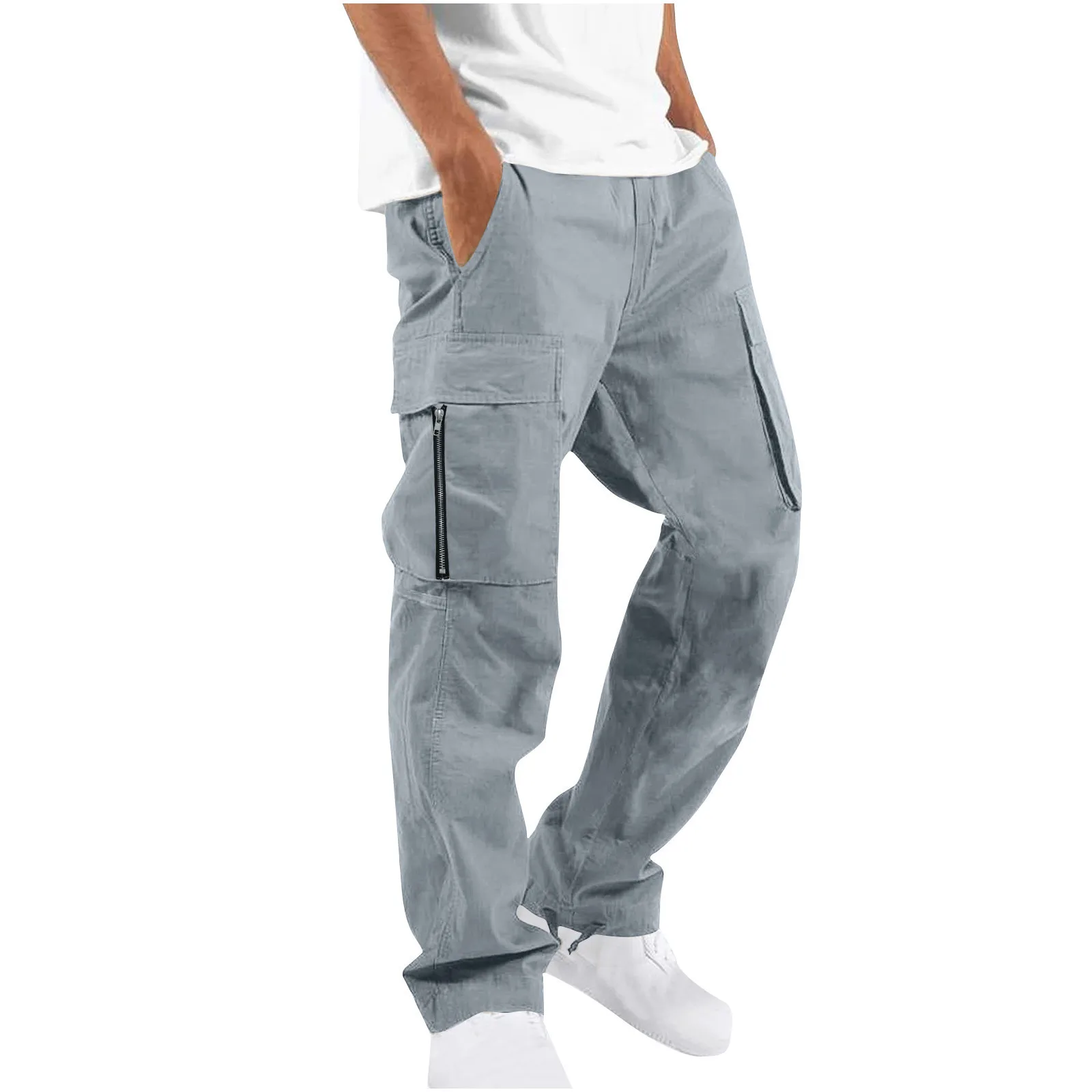 New fashionable straight leg sports pants, anti-theft casual pants, men's oversized loose work pants, multi pocket men's pants