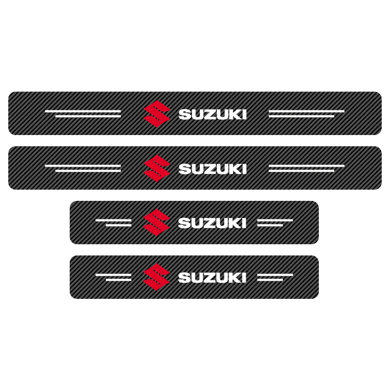 4PCS Car Carbon Fiber Leather Door Sill Bumper Protector Sticker For Suzuki Jimny SX4 Grand Vitara IGNIS Swift Samurai SV Baleno