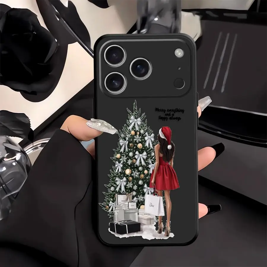 حافظة لهاتف آيفون 15 16 14 Plus 13 12 11 17 Pro Max 17Air XR XS Max 7 8 غطاء هاتف ناعم أسود هدية عيد ميلاد سعيد