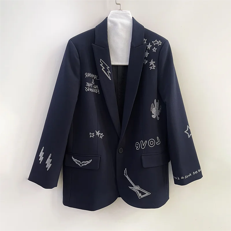 Zadig Elegant Blazers Women Fashion Trending Coats Office Blazer Female Casual Cotton Navy Blue Suit Top Formal Lady Blazer Tops