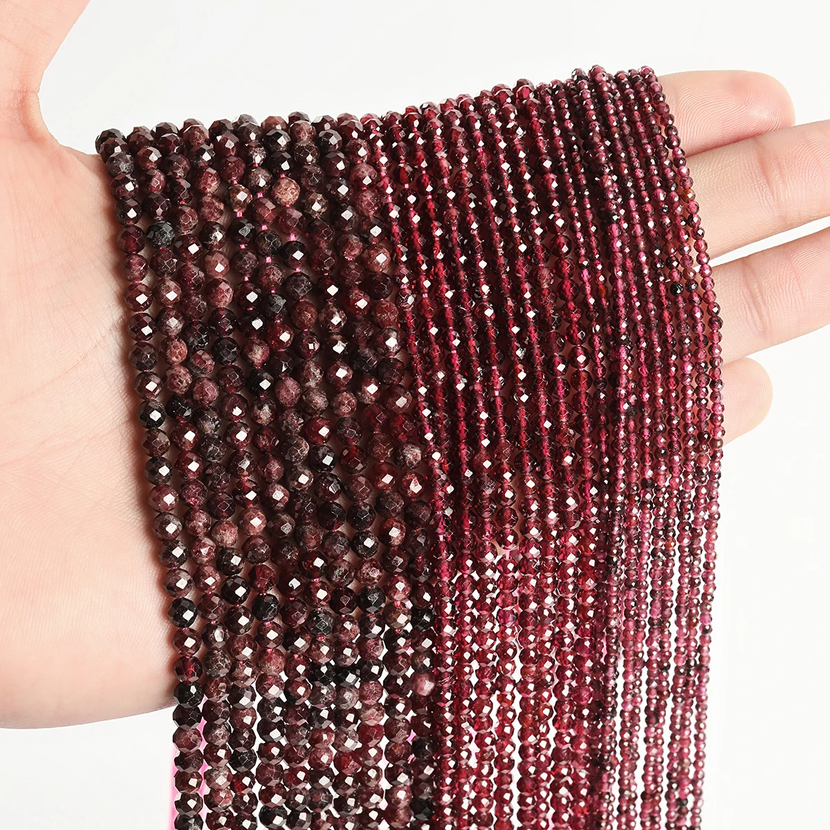 Wholesales Faceted Wine Garnet Beads 2 3 4mm Loose Spacer Seed Gems Bead for Jewelry Making Diy Necklace Bracelet Accessory