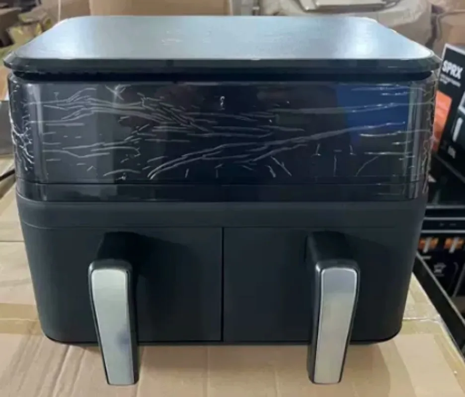 12L Visual Household Air Fryer, Multifunctional Integrated Stainless Steel Double Basket Air Fryer, One Touch Operation