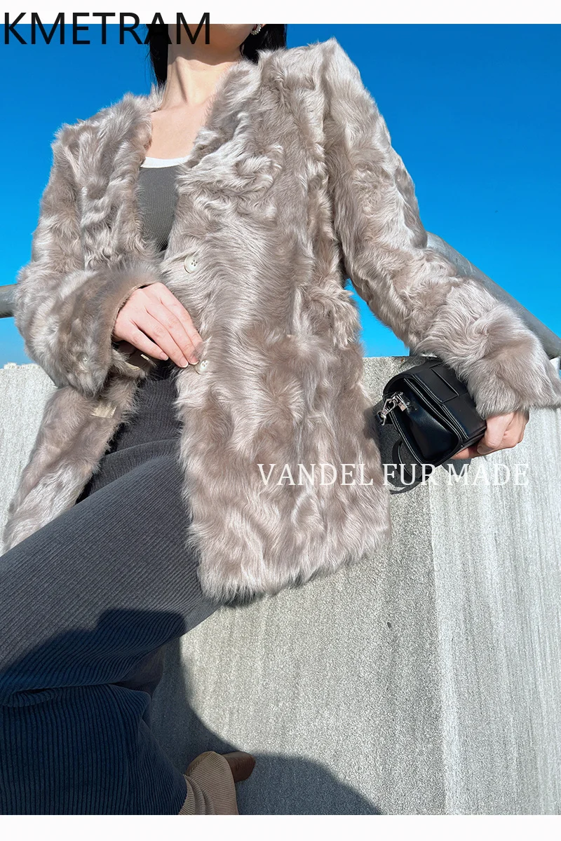 Natural Wool Sheepskin Double Faced Fur Jacket Woman Luxury V-neck Real Fur Coat High Quality Winter Clothes 2025 шуба женская