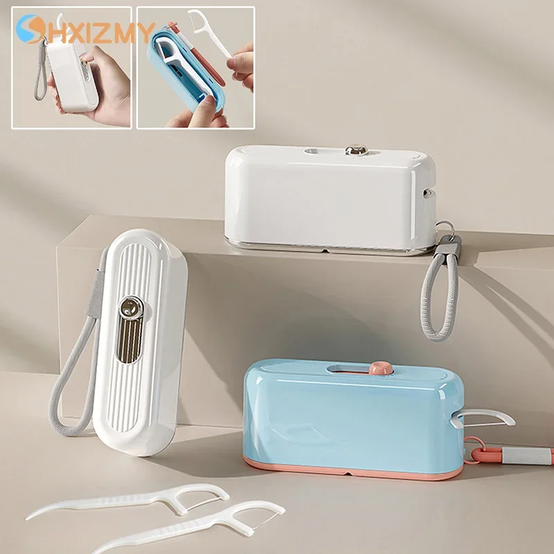 

Press-on Floss Dispenser Automatic Ejectable Floss Organiser Oral Care Disposable Flossing Sticks Refillable Storage Box