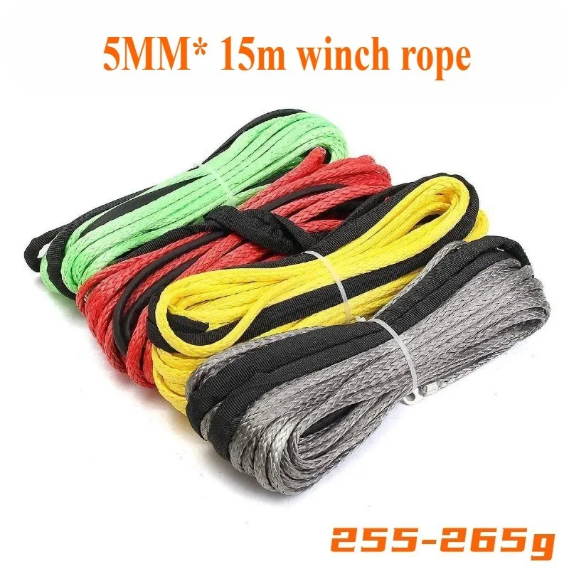 

15m 5500 lbs Winch Rope String Line Cable With Sheath Synthetic Towing Rope Car Wash Maintenance String for ATV UTV Off-Road 1pc