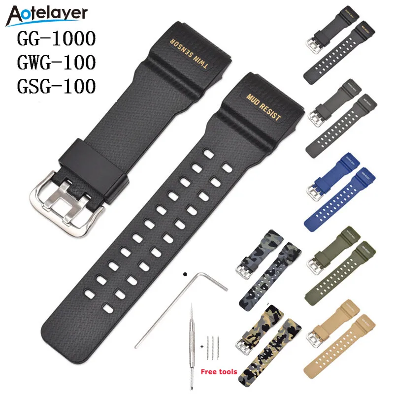 

Silicone Watch Strap for Casio G-SHOCK GG-1000 GWG-100 GSG-100 Men Replacement Resin Band Sport Waterproof Bracelet Accessories