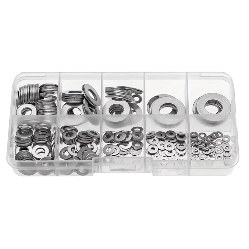 

-A89Z Comprehensive 180 Piece Stainless Steel Flat Washers Set - Sizes M2 To M10 For DIY Projects