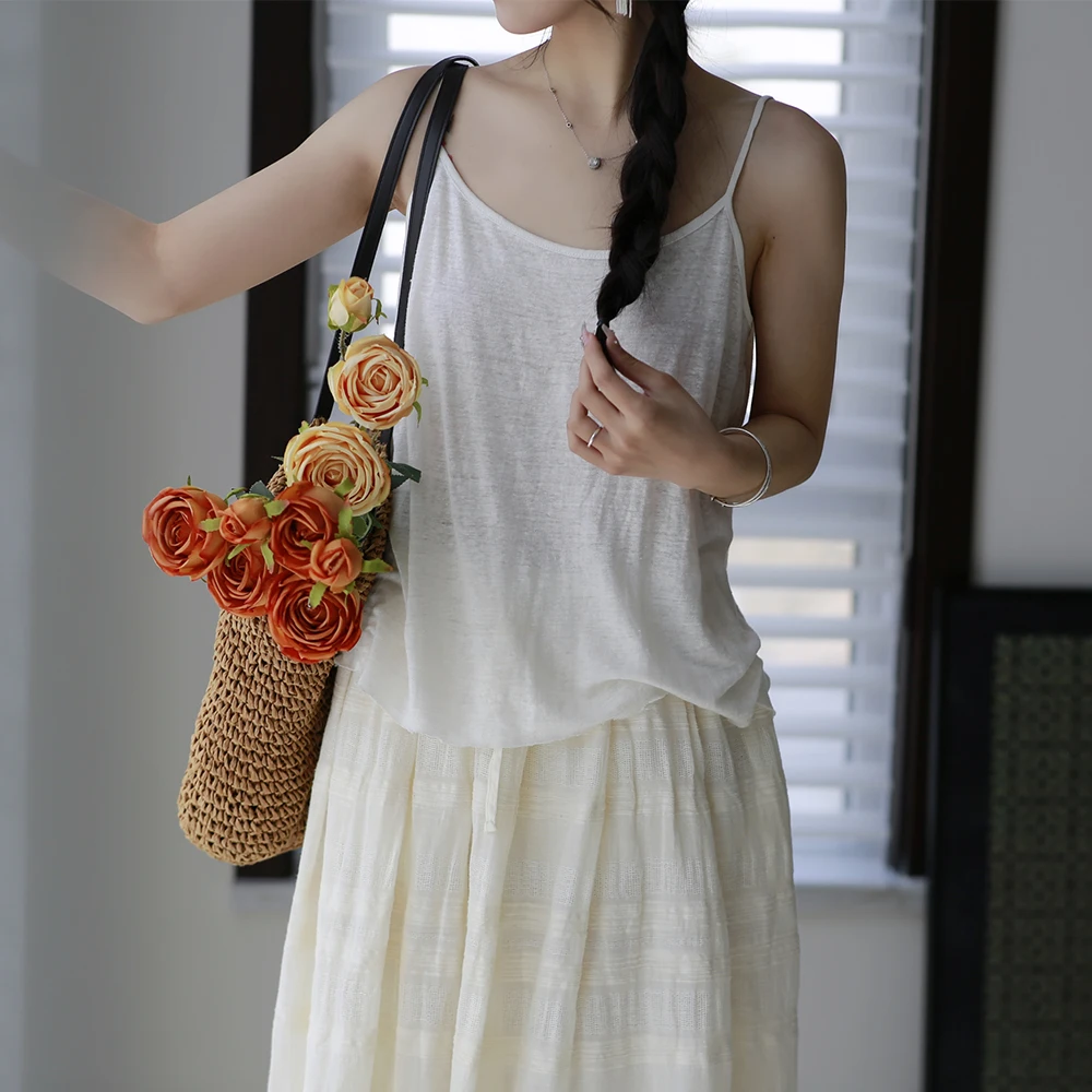 

Женская трикотажная майка Moadai: комфортная, дышащая, льняная, разноцветная, повседневная, свободного кроя