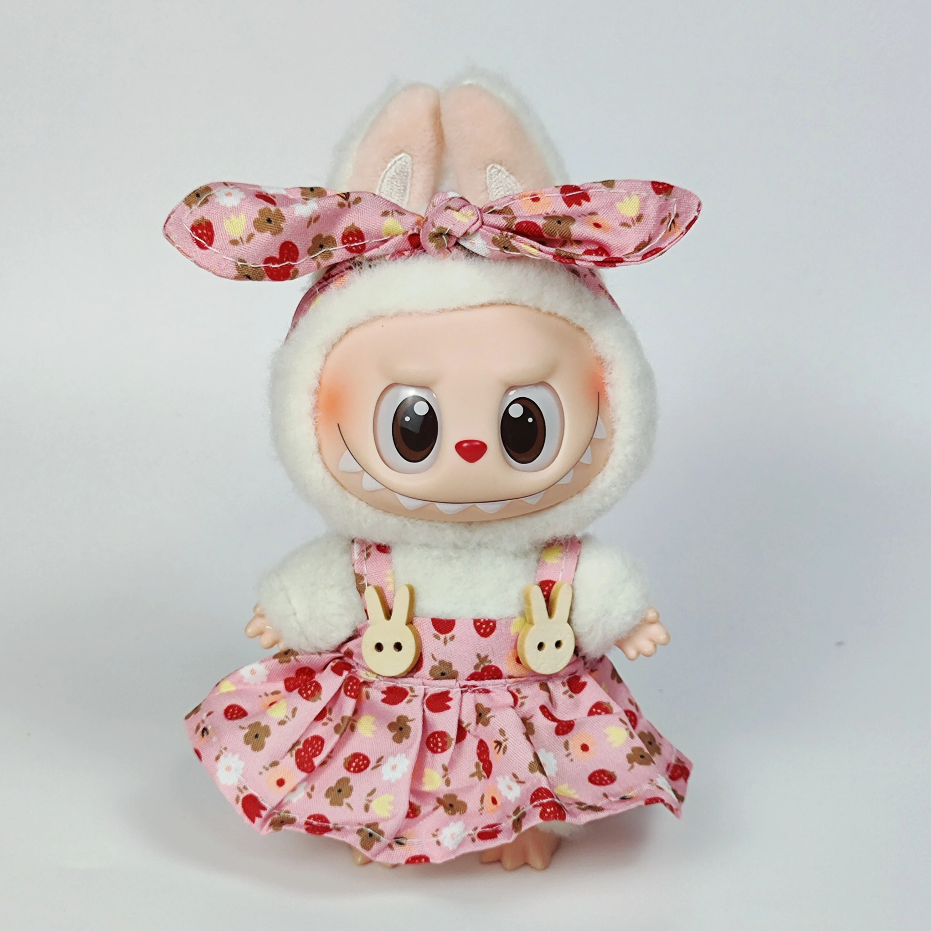 Labubu doll clothes - Floral field skirt set (17cm), plush doll replacement outfits for Labubu I & II idol, sitting doll party w