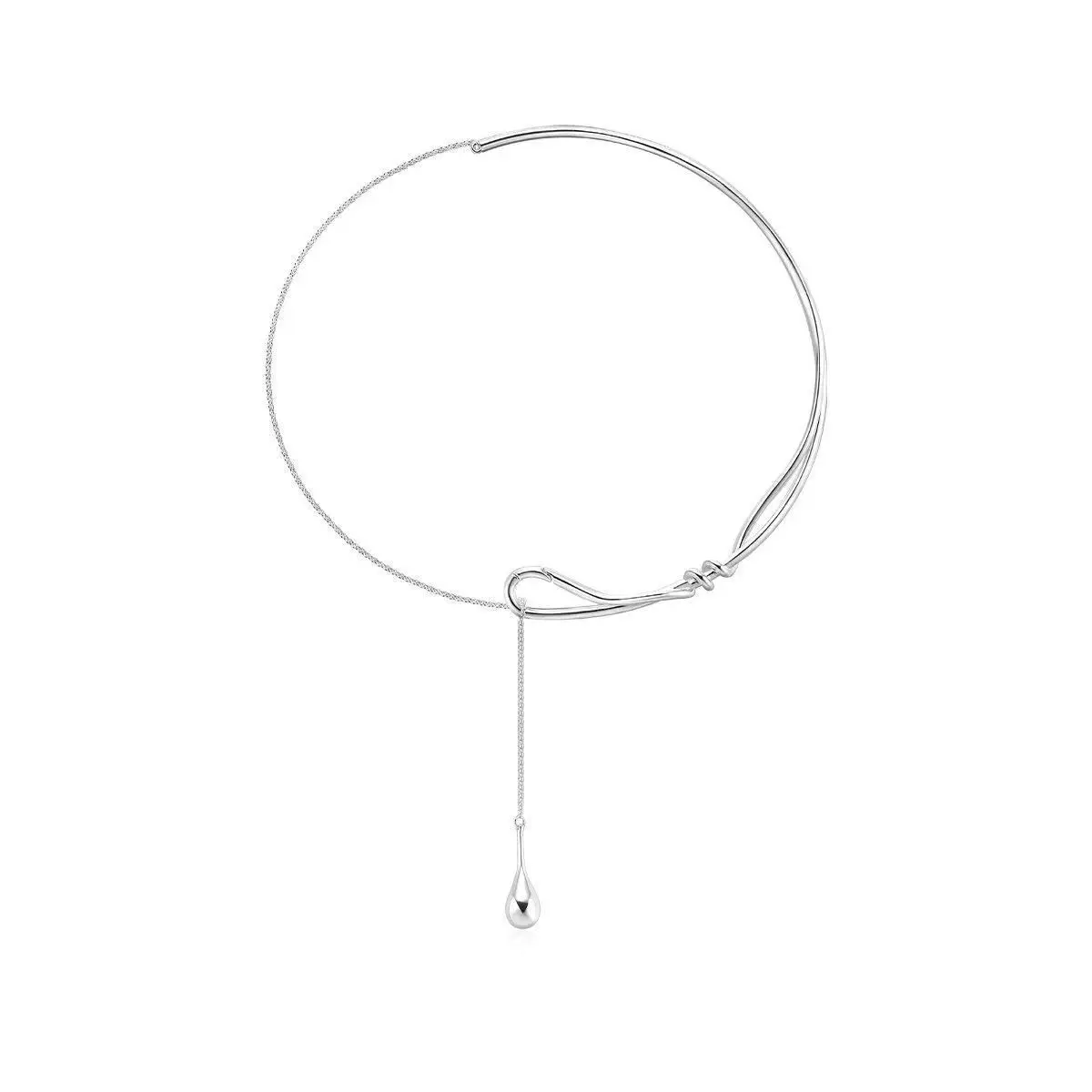 قلادة جديدة على شكل قطرة ماء معقودة، ياقة قابلة للسحب، سلسلة الترقوة، تصميم متخصص، قلادة عصرية ورائعة
