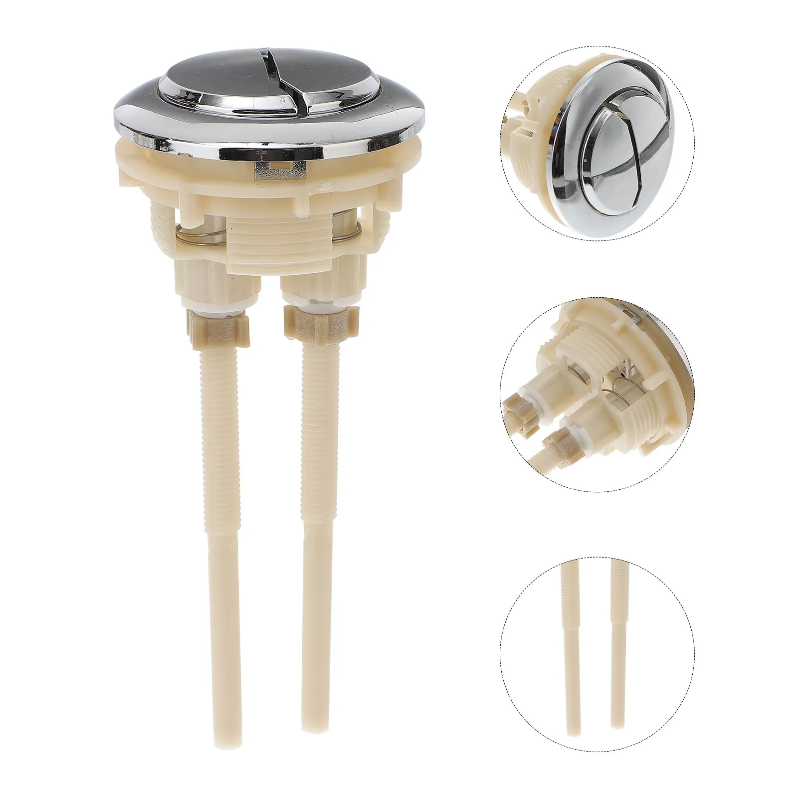 4Pcs Toilet Water Tank Push Button Dual Flush Design 48Mm Hole Compatible Round Head Flush Button High Shine Multi-Layer Plated