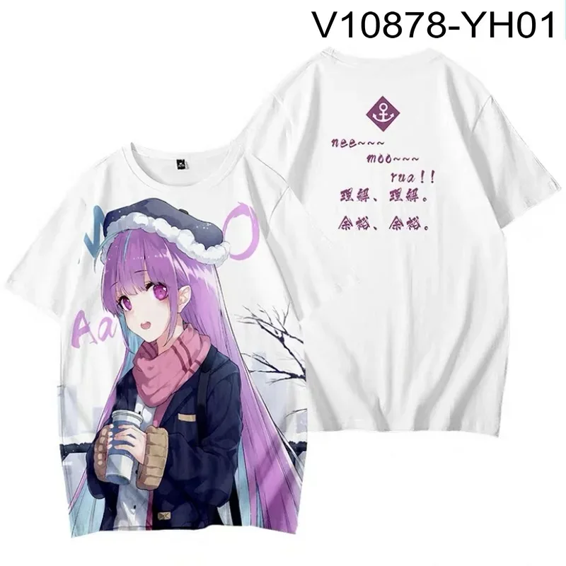 Vtuber minato aqua 3D press ã o camiseta ver ã o moda em torno do pesco ç o manga curta quimono popular streetwear harajuku
