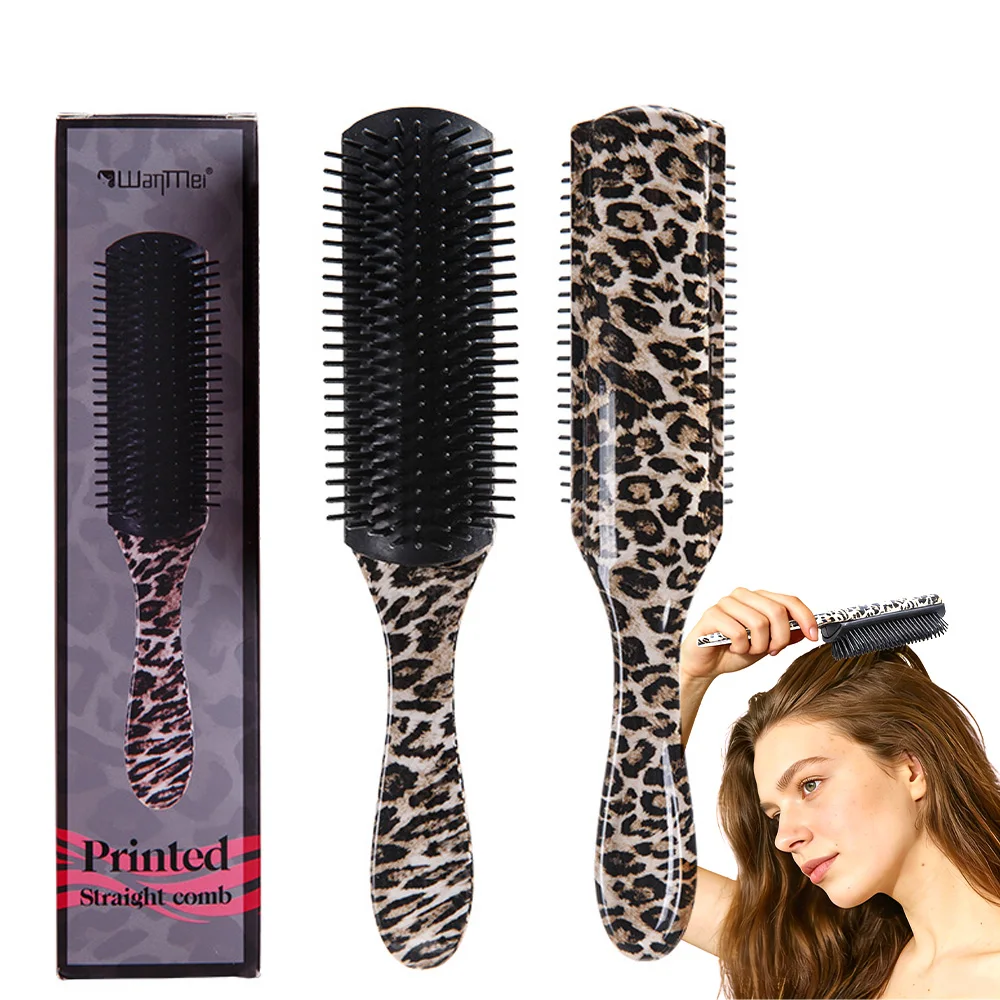 1pc Professional 9-Row Detangling Hairbrush Scalp Massager Wet Dry Comb Curly Straight Hair Smoothing Styling Tools Salon Use