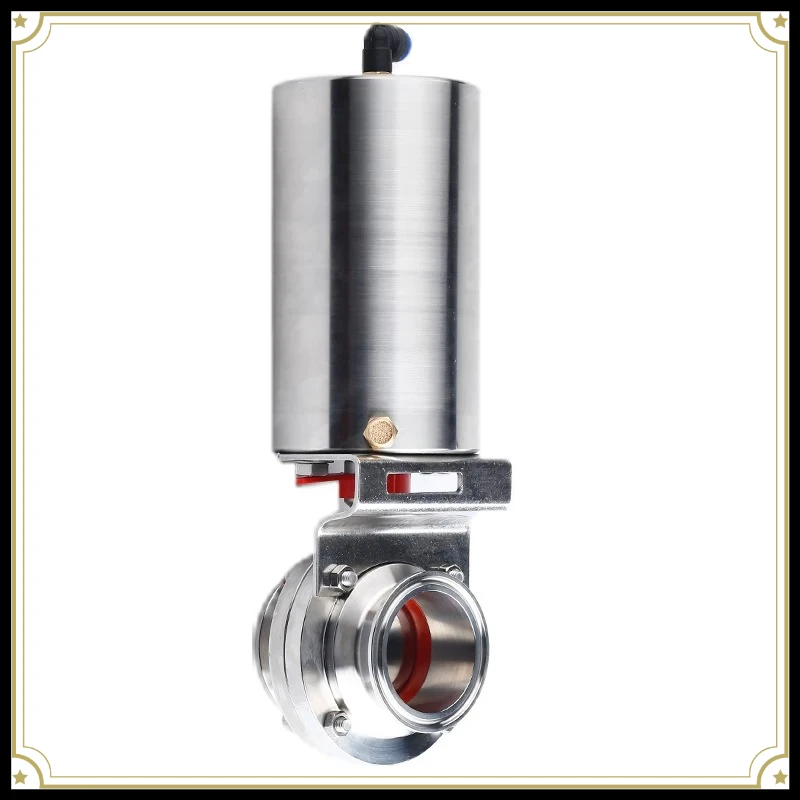 304 Stainless Steel Sanitary Grade Quick Loading Pneumatic Dust Butterfly Valve Clamp Chuck Soft Seal Vertical Single Action
