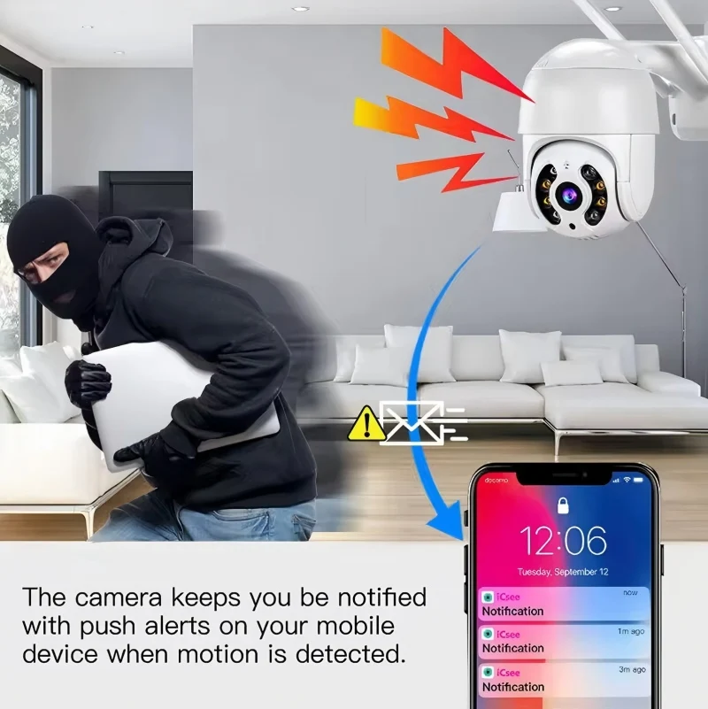 4K Outdoor Wireless PTZ WiFi Camera, AI Human Auto Tracking, 5MP Color Night Vision, Waterproof IP Security Surveillance CCTV Ca