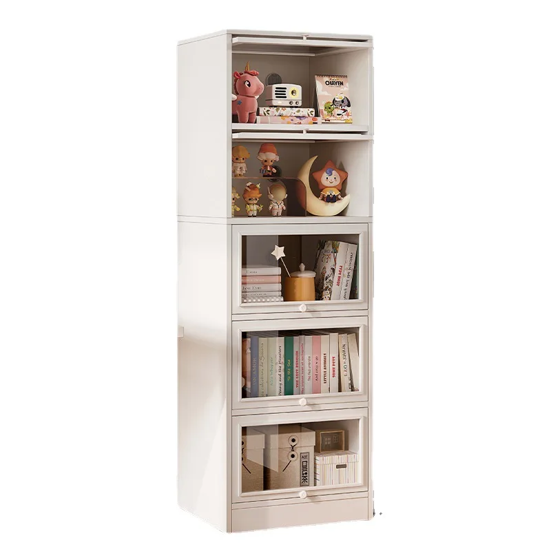 Bookshelf Storage Rack Floor Standing Household Dust-proof Acrylic with Door Storage Cabinet Office Archive Cabinet