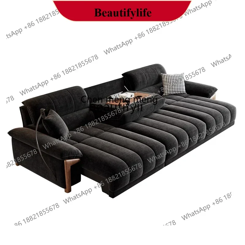 z183  Electric retractable sofa Smart function Chenier velvet Italian retro reclining and sleeping dual-purpose fabric sofa bed