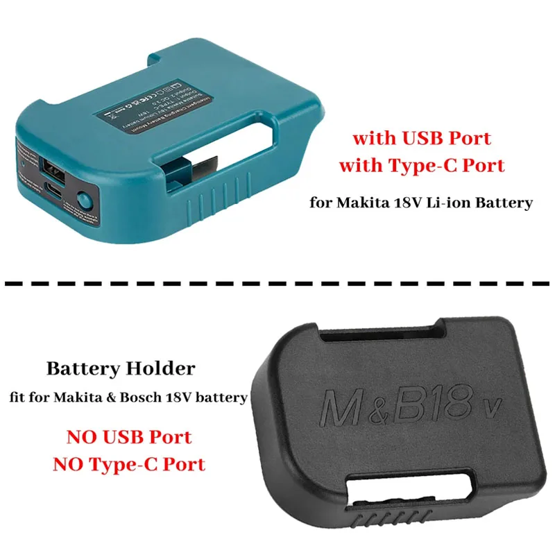 Per batteria Makita 18V portabatterie USB Type-C BL1840 BL1850 BL1860 adattatore per caricabatterie custodia per scaffale a ricarica rapida