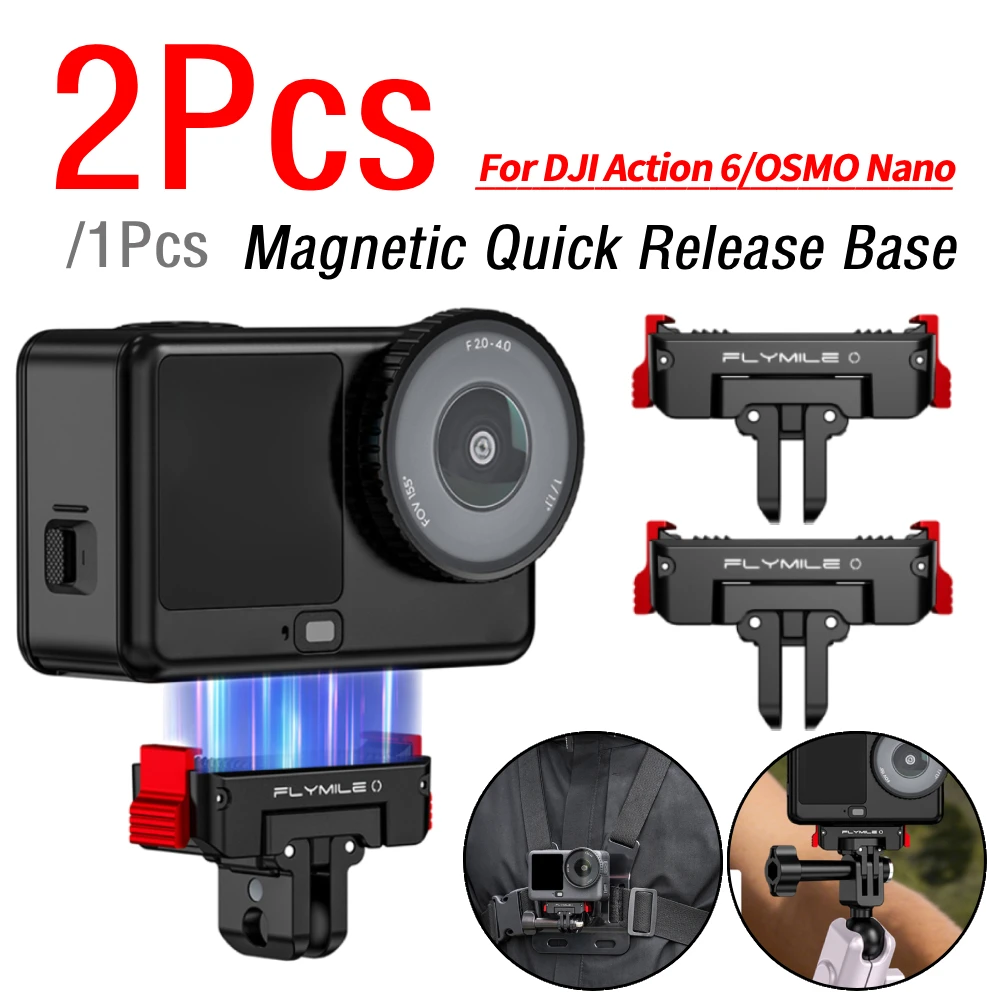 

1/2 шт. магнитное быстросъемное крепление с адаптером для винтового отверстия 1/4 дюйма, вращение на 360 градусов, для аксессуаров DJI Action 6/OSMO Nano