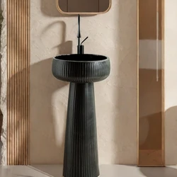 Black Column Basin Bathroom Column Washbasin Balcony Terrace Washbasin Garden Sink Outdoor Washbasin