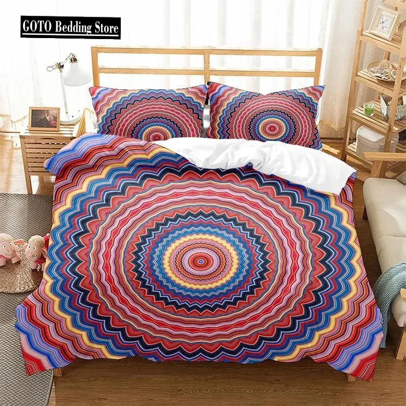 

Boho Nordic Quilt Cover Set Bedding Set for Mandala 3D Print Datura Flowers Modern King Size Comforter Cover with Pillowcases