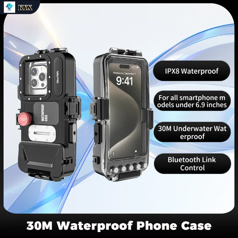 

30 Meter Deep Bluetooth Waterproof Case For iPhone 17 Air 16 15 14 13 12 Pro Max 11 Samsung Galaxy S25 S24 S23 S22 Ultra Note 20