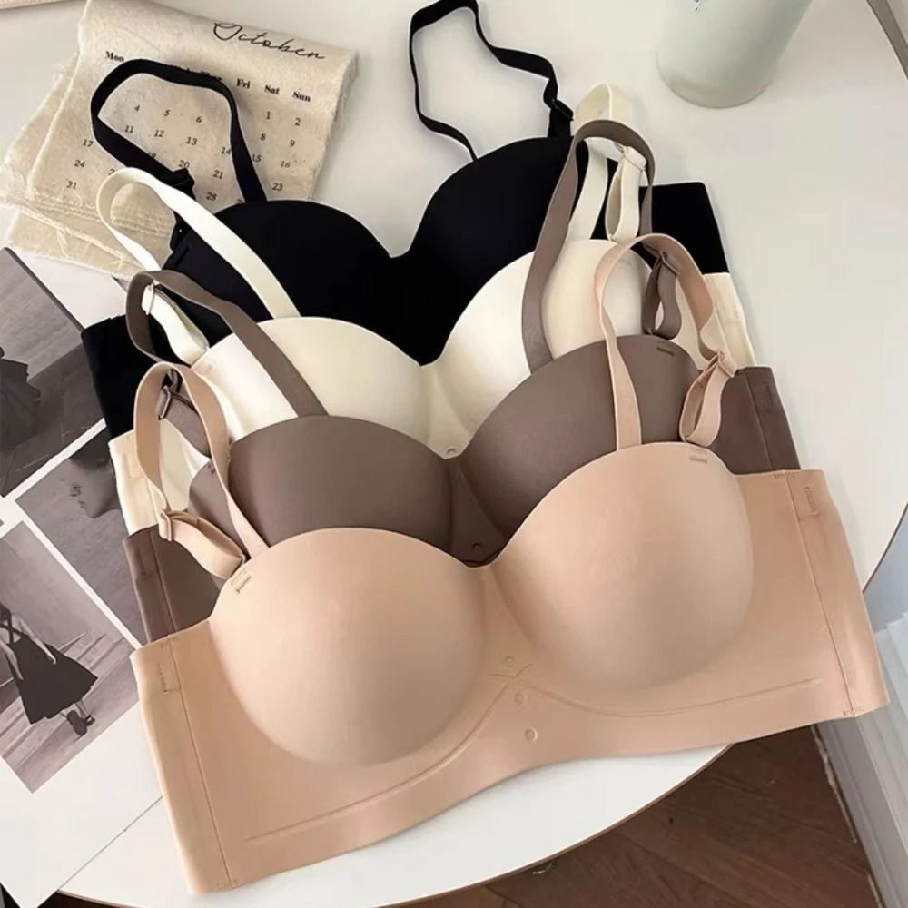 

Simple 1/2cup Push-up Bra Thicken Cup Spaghetti Strap Boob Tube Top Seamless Intimates Deep V Bra Strapless Dress