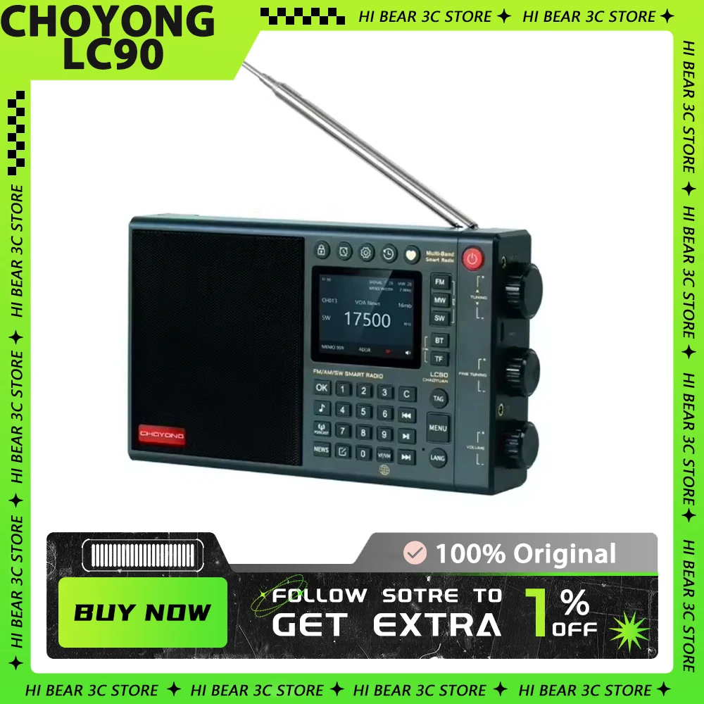 CHOYONG Lc90 Fm Radio Bluetooth All-Band Fm Radio With Card Ips Screen Home Long Endurance Subwoofer Speaker Radio Receiver