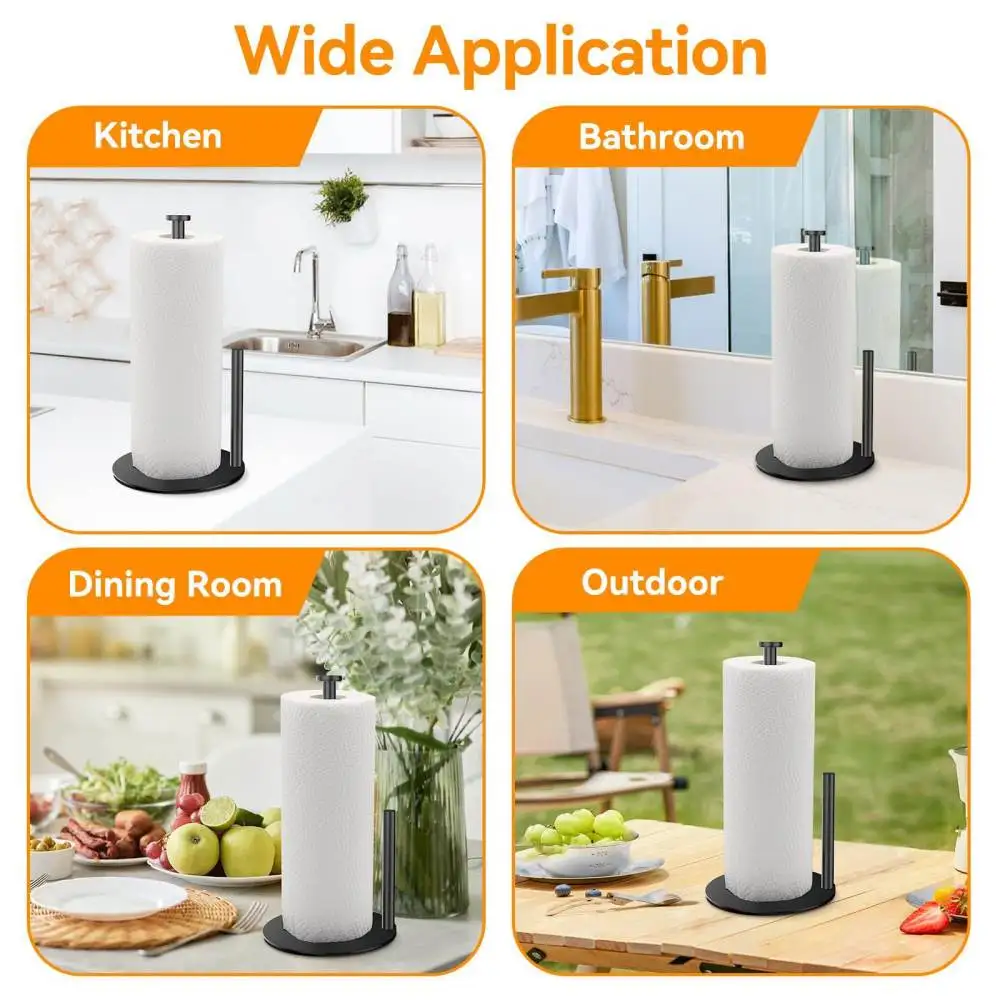 Decorative Stainless Steel Paper Towel Rack Modern Vertical Tissue Stand For Kitchen Dining Table Organization