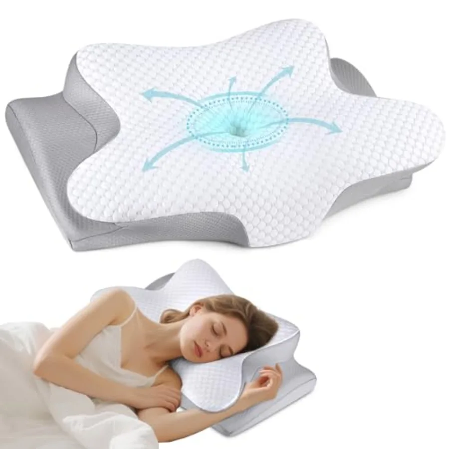 

Cervical Neck Pillow for Sleeping - Ergonomic Side Sleeper Pillow for Pain Relief Contour Cervical Pillow for Neck Support Orth