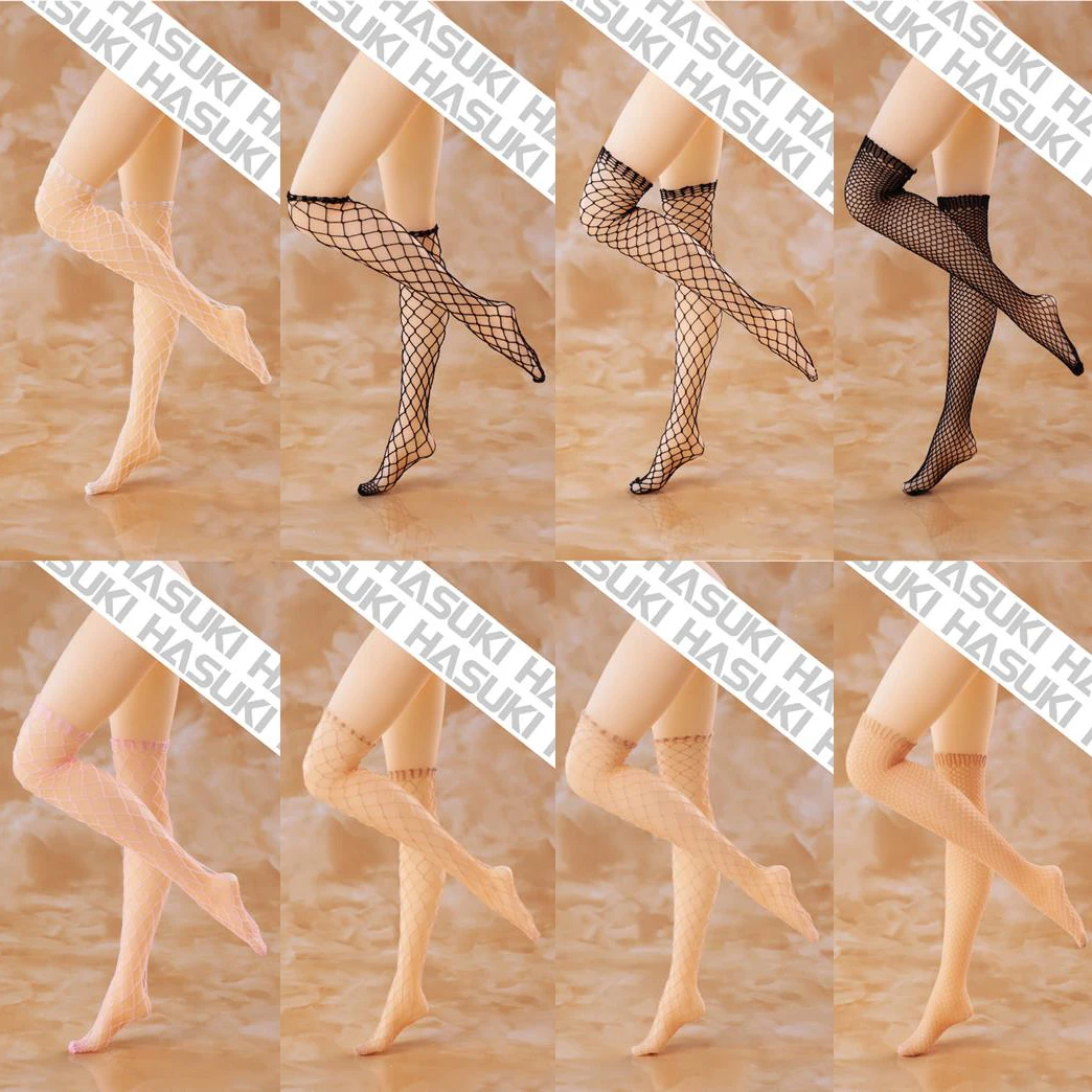 HASUKI 1/6 Scale Female Long Tube Fishnet Stockings Seamless Socks Clothes Accessories Model Fit 12'' Action Figure Body Dolls