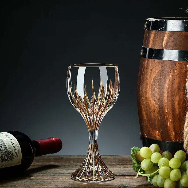 

European Retro Luxury Golden Border Wine Glass Crystal Glass Goblet Crystal Cup Household Tableware Retail And Wholesale