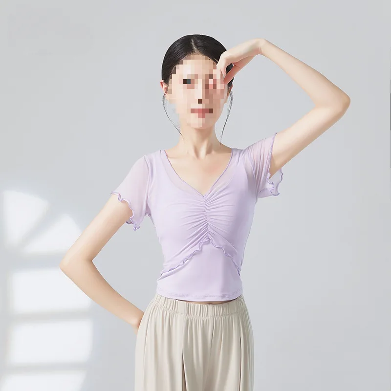 Slim Ballet Form Tops Women's Chinese Dance Practice Clothes Short-sleeved Training Clothes Modern Classical Dance Costumes