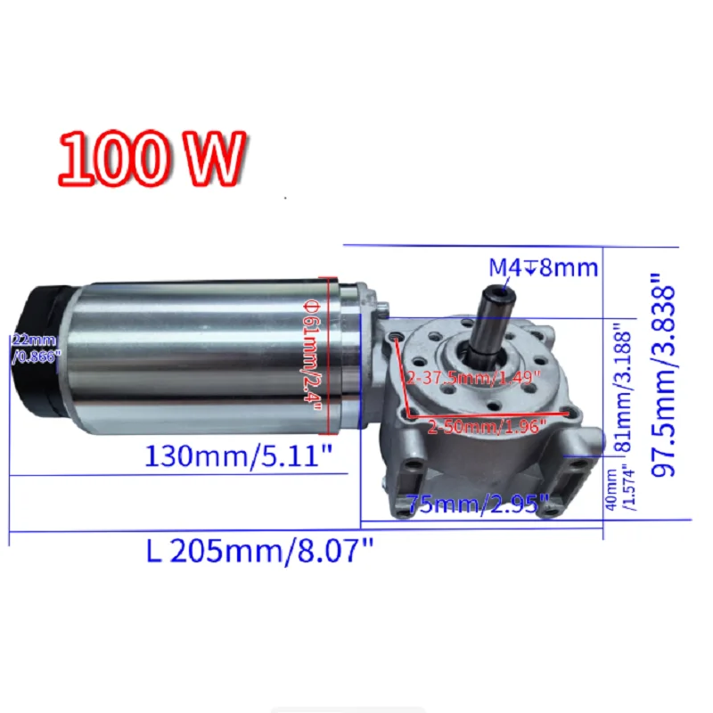 100W-24v220RPM - Torque 40kg    worm gear reduction motor with Hall encoder, suitable for hotel automatic doors