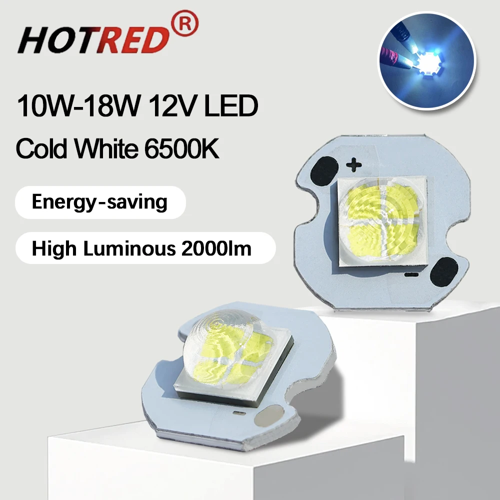 

DC12V LED 10W 18W 20W 5050 Cold White 6500K XHP50 Diode Beads 12mm Bulb For DIY Flashlight Parts Bicycle Car HeadLamp Accessory