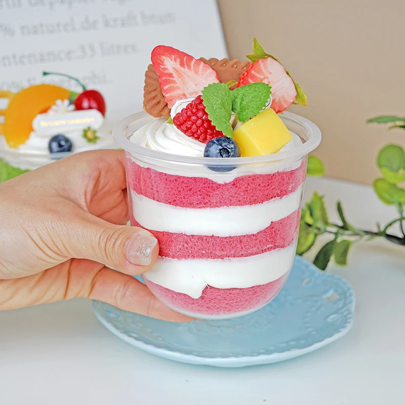 Simulation Fruit Cream Pudding Cake, Fake Mousse Cup Ornaments, Dessert Table, Window Display Model, 6 Pcs, Lot